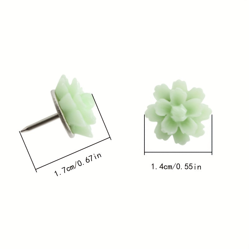 30pcs Camellia Shape Push Pins Mixed Colorful Flower Pins for Photo Wall
