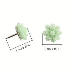 30pcs Camellia Shape Push Pins Mixed Colorful Flower Pins for Photo Wall