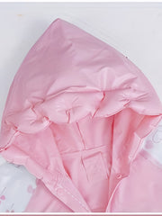 Sweet Girls Boys Splicing Bunny Long Sleeve Hooded Raincoat
