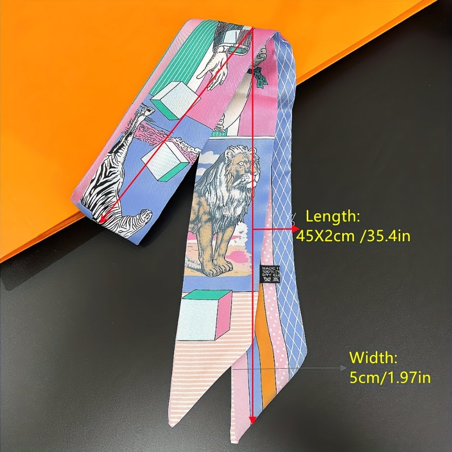 Skinny Scarf Classic Print Ribbon Neckerchief Twilly Scarf Long Hair Ribbon