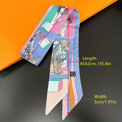 Skinny Scarf Classic Print Ribbon Neckerchief Twilly Scarf Long Hair Ribbon