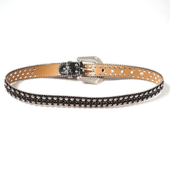 Skull Belt Western Cowboy Stylish Rhinestone Belt Mental Pin Buckle Punk Belt