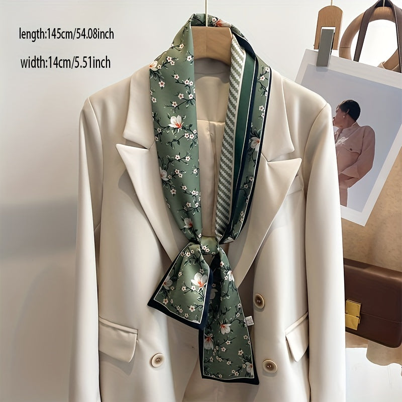 Vintage Floral Pattern Satin Necke...