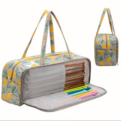 Waterproof Yarn Storage Bag Lemon Printed Knitting Crochet Large Capacity