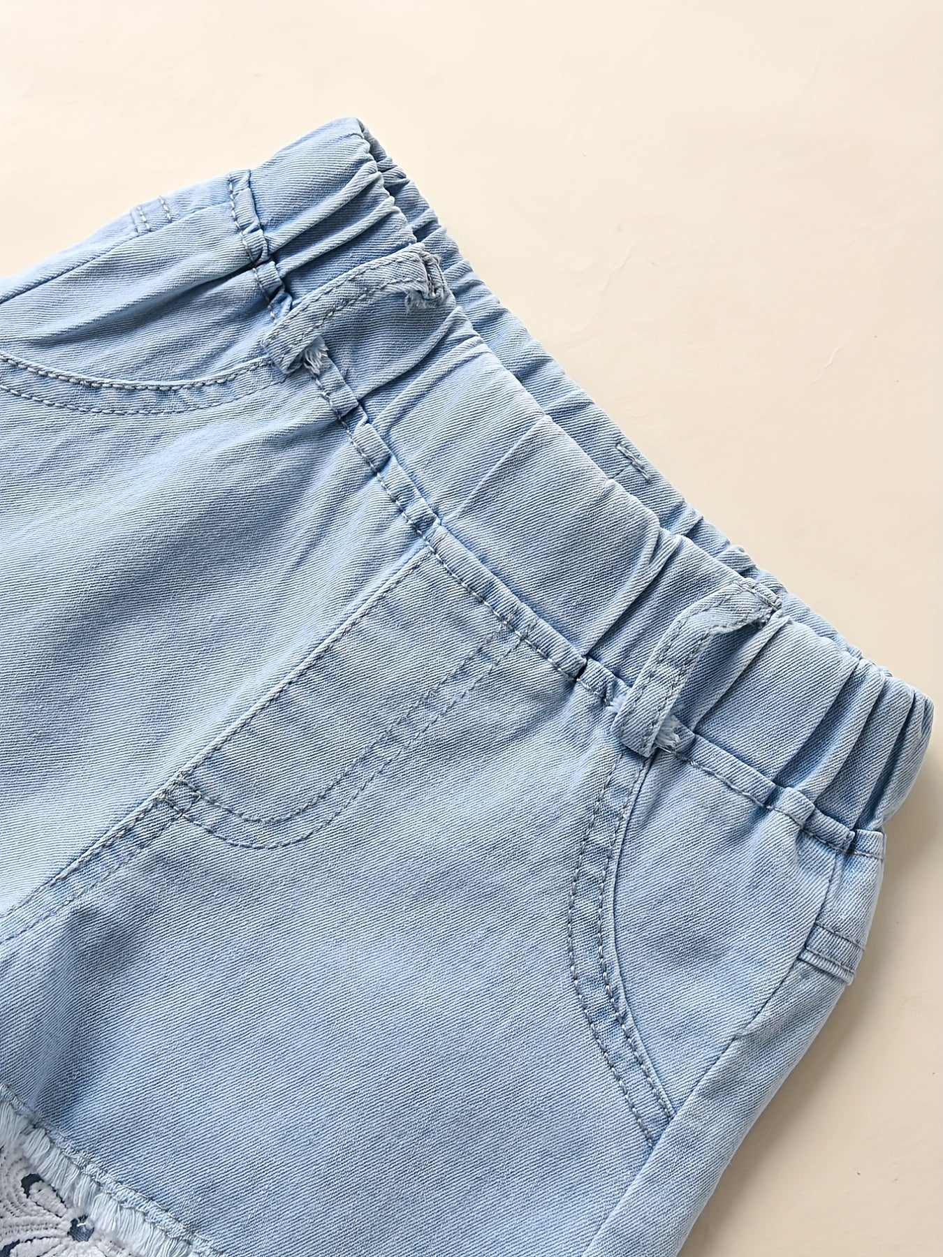 Girls' Denim Lace Shorts - Summer Casual Short Jeans
