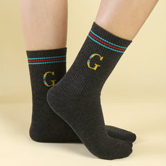 Letter Print Sports Socks Comfy Mid Tube Socks Women's Stockings