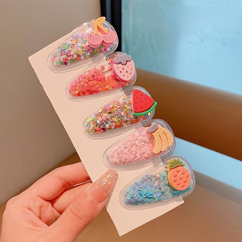 5pcs Kids Candy Hair Clips Girls Hair Accessories Set Fruit Flowers Rainbow