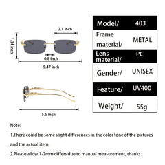 Vintage Rimless Cut Edge Sunglasses Golden Leopard Frame UV400
