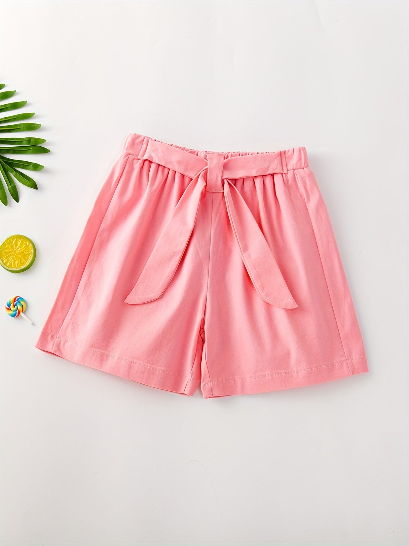 Girls' Casual Shorts Self Tie Elastic Waist Summer Lounge Outwear Shorts