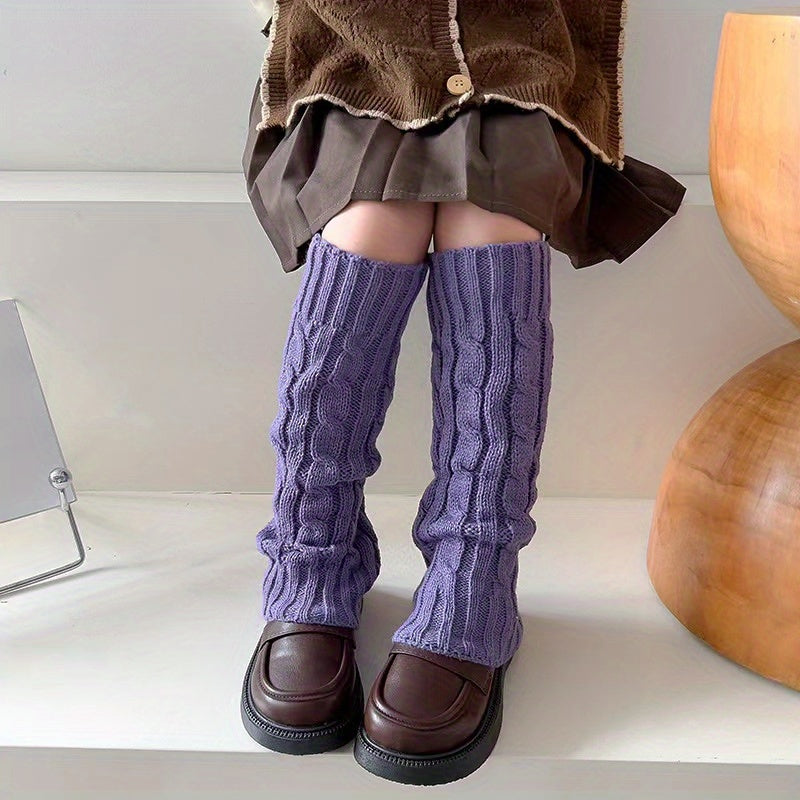 Girls Wool Twist Warm Socks Knitted Leg Warmers