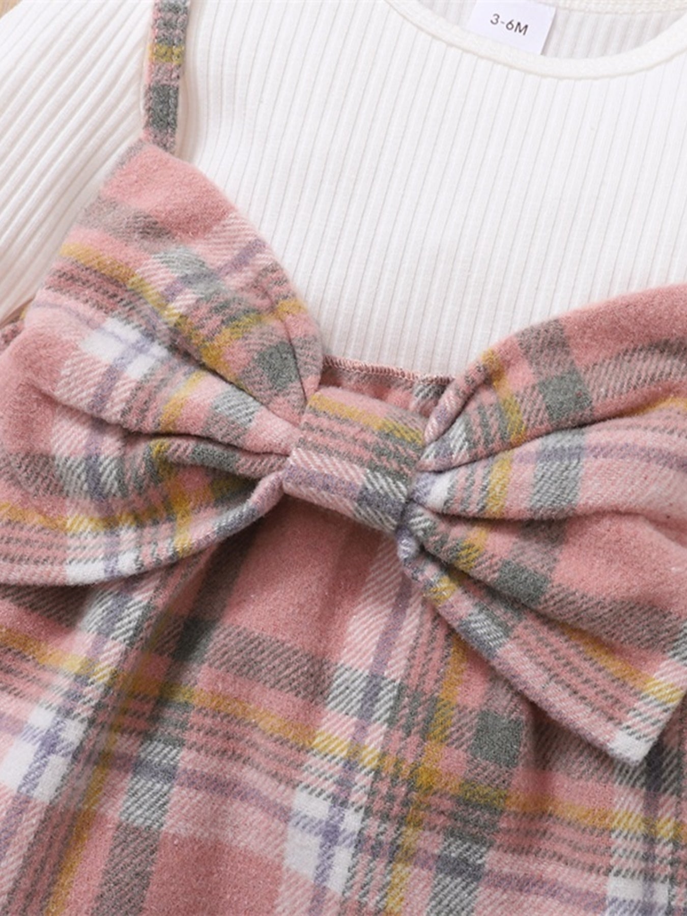 Baby Girls Plaid Bow Dress & Headband Set Winter Clothing