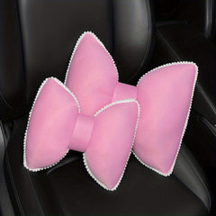Car Headrest Neck Support Pillow Ice Silk Mesh Breathable Bow Waist Car Support