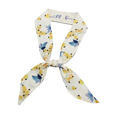 2pcs Yellow Skinny Scarf Long Ribbon Neckerchief Twilly Scarf for Women
