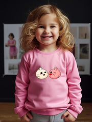 Girls Cartoon Buns Sweatshirt Crew Neck Tops for Fall Winter