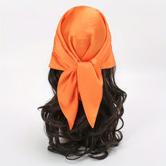Orange Satin Bandana Square Scarf Neckerchief Hair Wrap