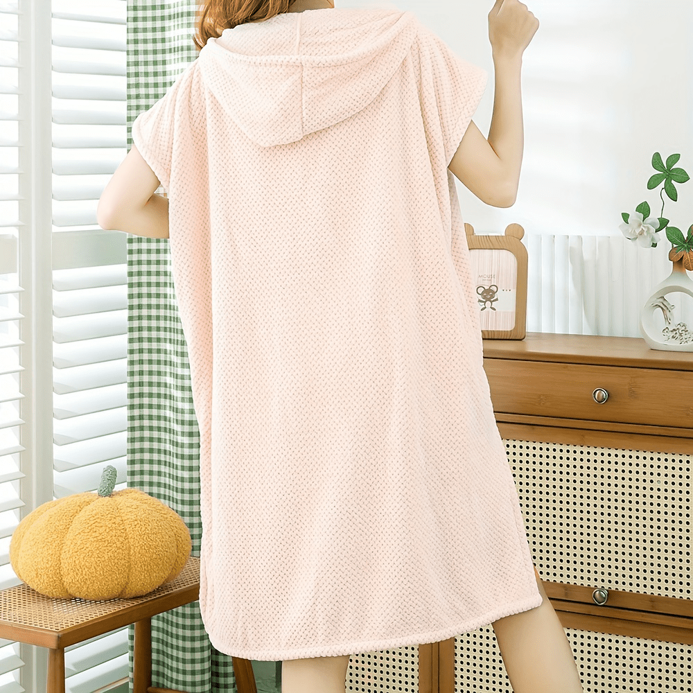 Women's Hooded Bathrobe with Hat and Towel Set