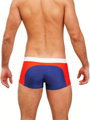Men's Swim Boxers Contrast Swimsuit Shorts Pants Drawstring Underwear Beach