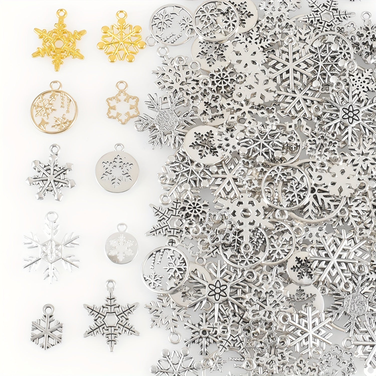20pcs Snowflake Charms Alloy Pendants For Christmas Winter Jewelry Making