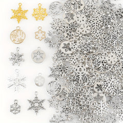 20pcs Snowflake Charms Alloy Pendants For Christmas Winter Jewelry Making