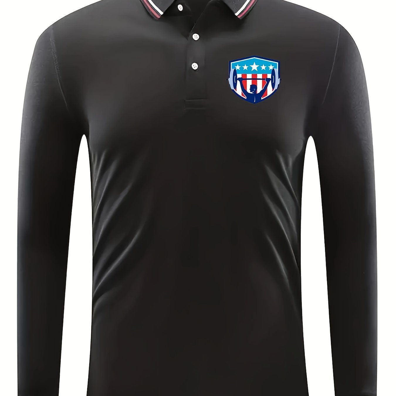 Weightlifting Pattern Men's Casual Comfy Long Sleeve Shirt
