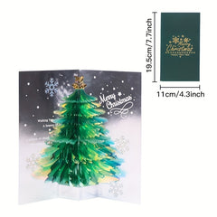 3D Christmas Greeting Card Glitter Luminous Dreamy Christmas Tree Blessing Gift