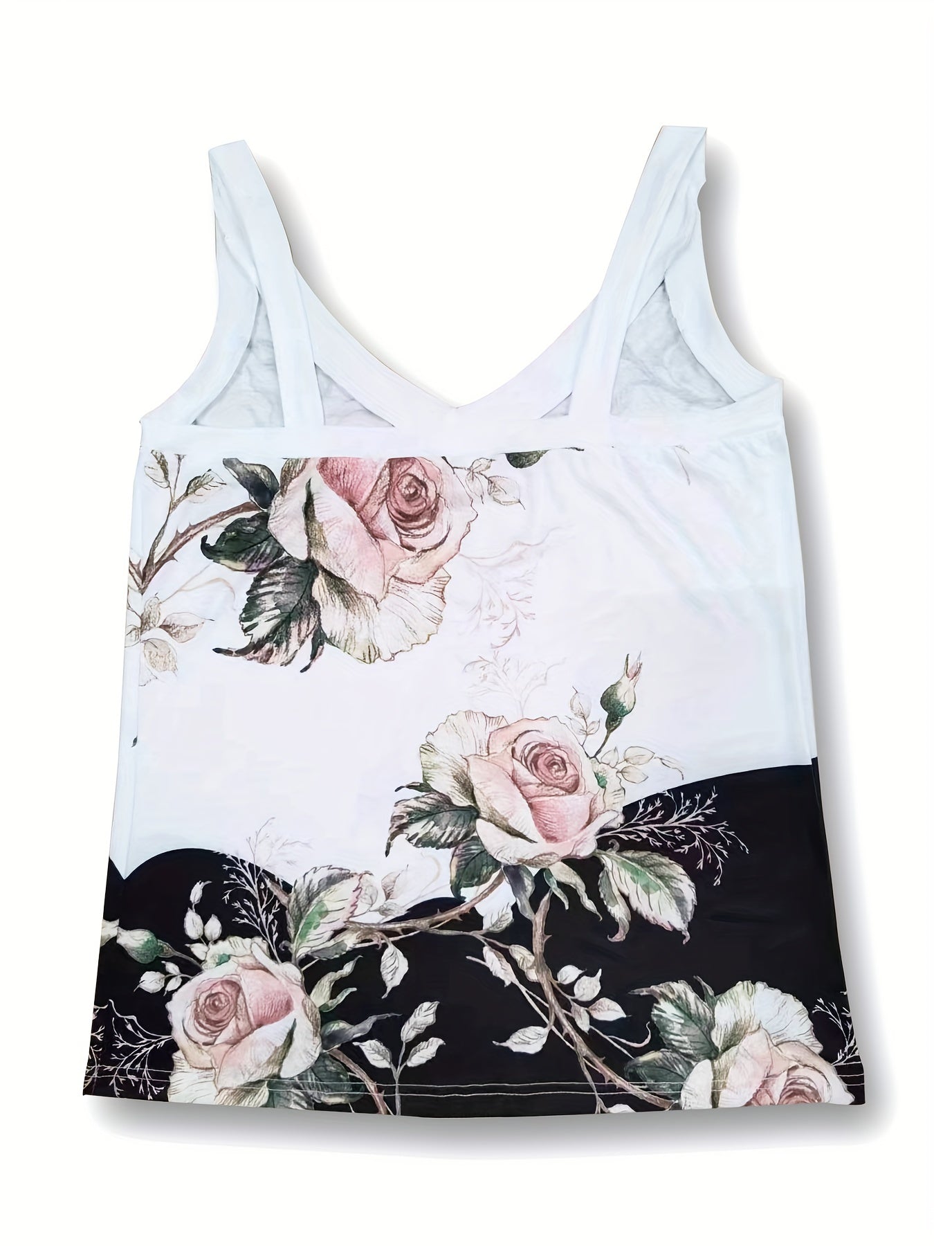 Floral V Neck Wide Strap Top Sleeveless Cami