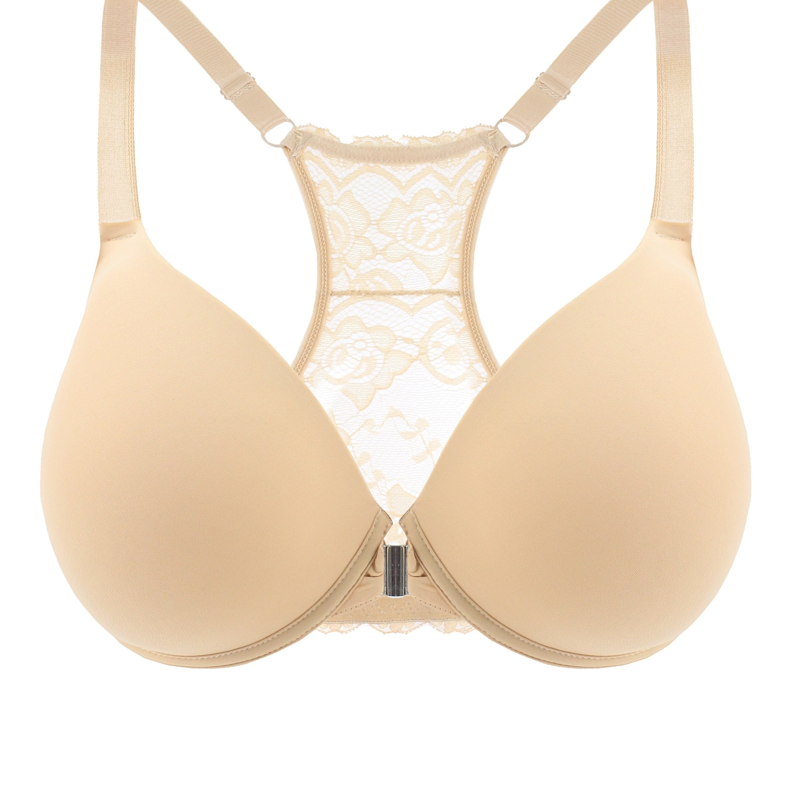 Front Closure Racer Back Padded T shirt Bralette