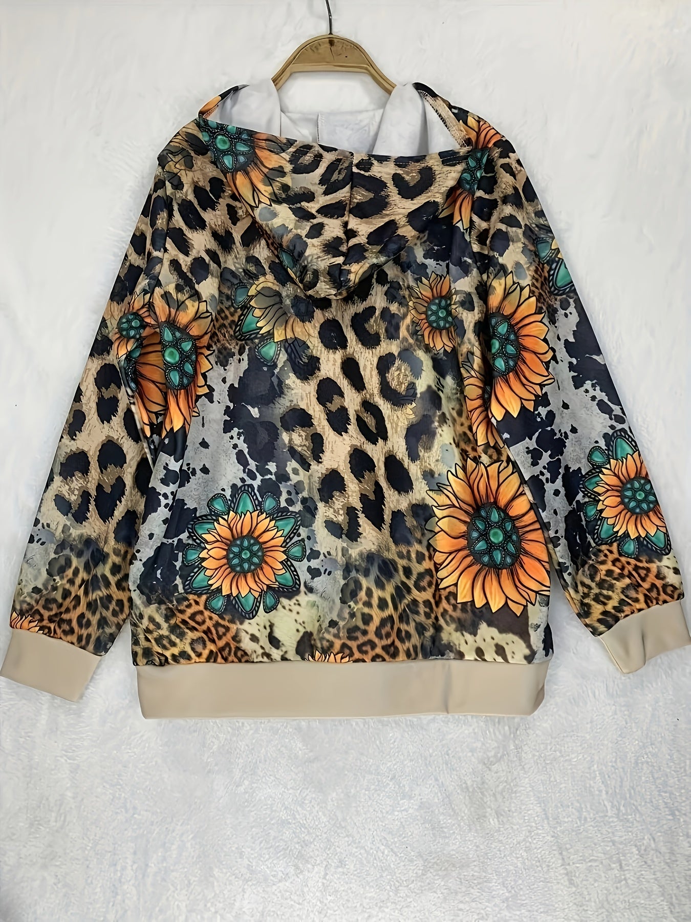 Cowboy Music & Sunflower Print Long Sleeve Hoodie