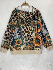 Cowboy Music & Sunflower Print Long Sleeve Hoodie