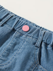 Girls' Denim Shorts with Bowknot Decor for Summer