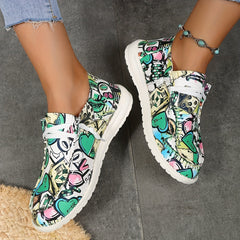 Women's Graffiti Pattern Slip On Canvas Shoes