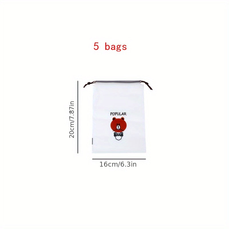 5Pcs Clear Drawstring Shoes Bag Set Travel Shoes Storage Pouch