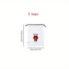 5Pcs Clear Drawstring Shoes Bag Set Travel Shoes Storage Pouch