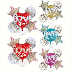 5pcs Happy Birthday Foil Balloons Set for Outdoor Party