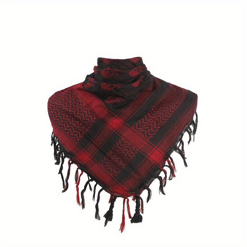Camouflage Tassel Scarf Hip Hop Skull Jacquard Shawl