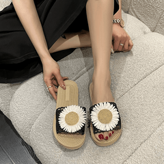 Women's Flower Decor Slide Sandals Comfortable Open Toe Slip On Shoes