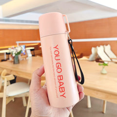 12oz Letter Printed Vacuum Flask With Lanyard