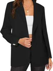 Solid Lapel Open Front Blazer Women's Clothing