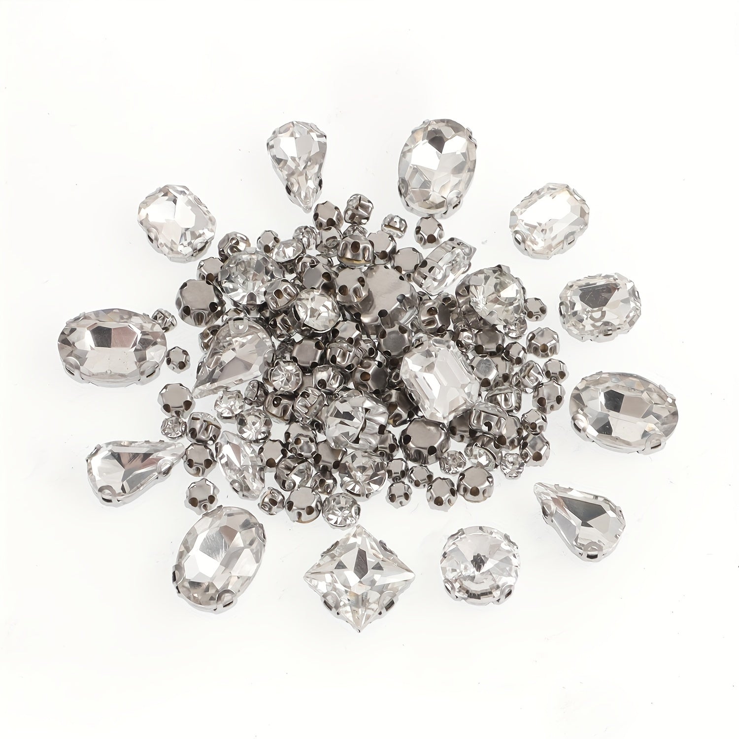 100pcs Transparent Glass Rhinestones With Metal Back