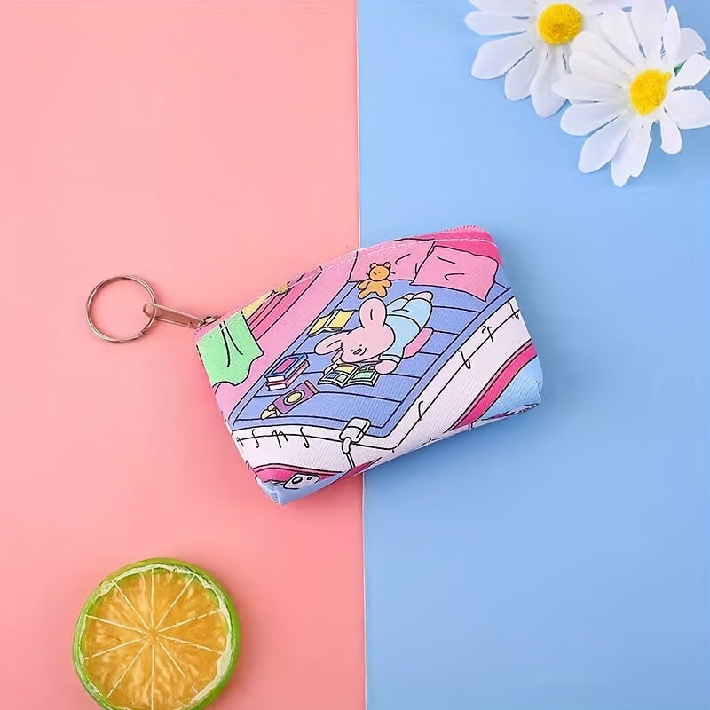 Cartoon Print Zipper Coin Purse Wallet For Kids Birthday