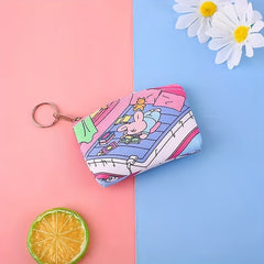 Cartoon Print Zipper Coin Purse Wallet For Kids Birthday