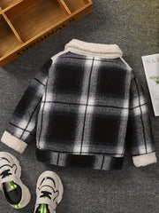 Toddler Boy Fleece Plaid Coat Autumn Outwear