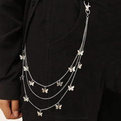 Layered Pants Chain Belt Body Jean Chains Gothic Trousers Street Wallet