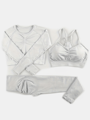 Seamless Yoga Suit Long Sleeves High Waist Slim Fit Set Women's Activewear