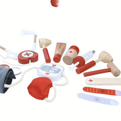 14pcs Doctor Playset Wooden Pretend Surgery Kit for Kids Role Play
