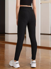 Girls' Textured Cross Waistband Elastic Skinny Pants Leggings