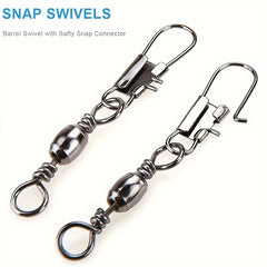 30pcs Fishhook Connectors Barrel Swivel Safety Snap Solid Ring Fishing