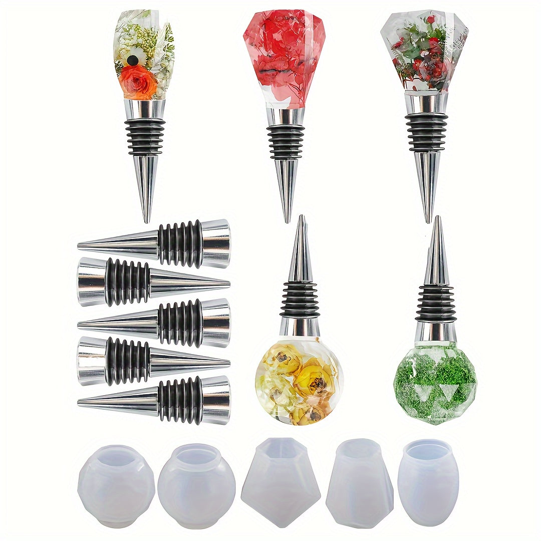 5pcs Geometric Spherical Wine Bottle Crystal Molds With Stopper