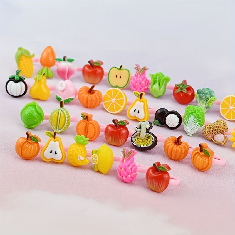 100pcs Kids Cartoon Rings Pink Resin Rings Adjustable Hand Decoration Gift