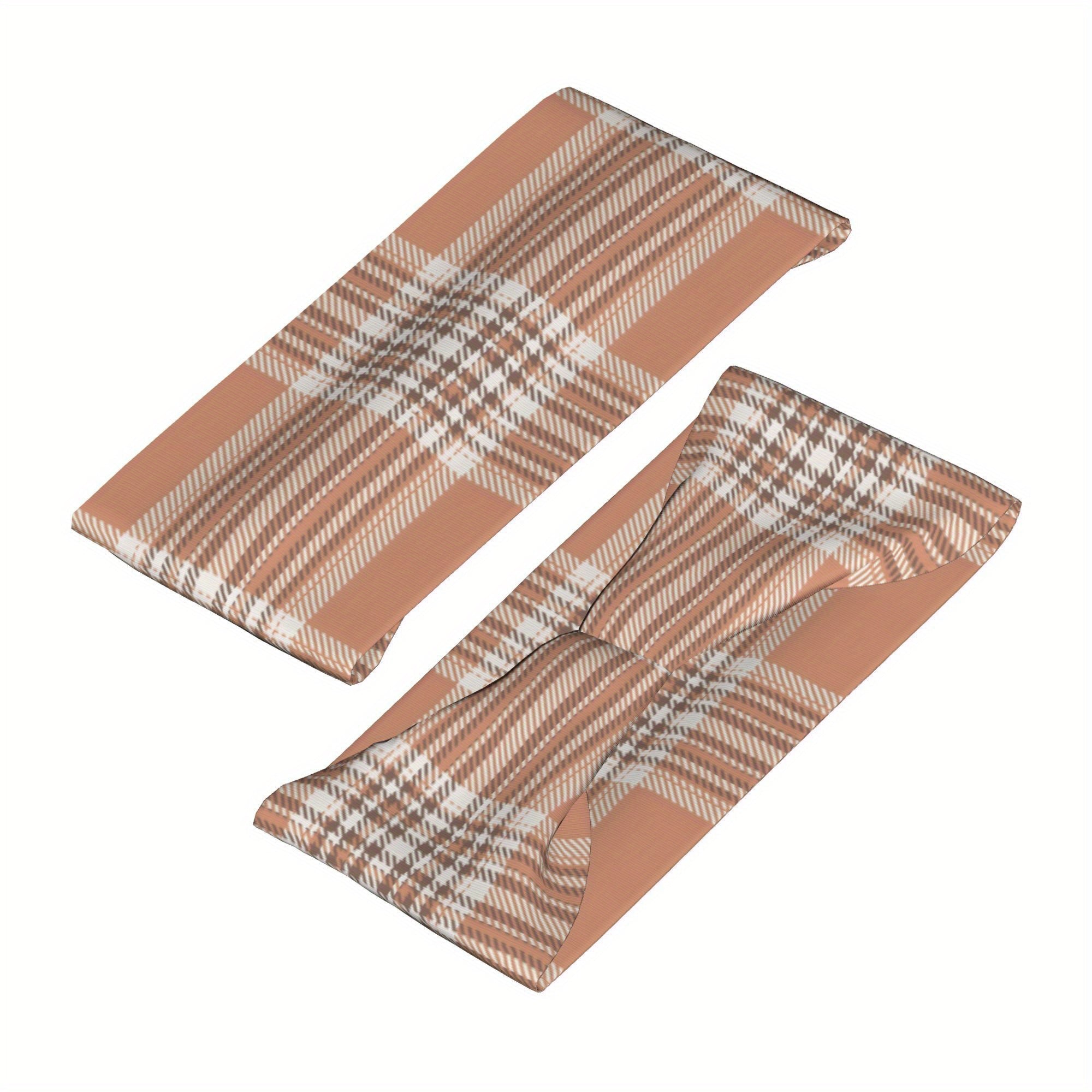 Men's Vintage Plaid Headband Beige Brown Stripes Sports Casual Gear
